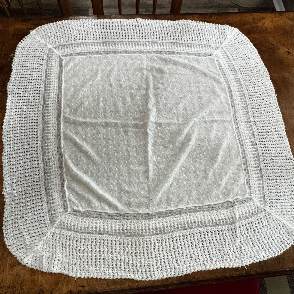 Cream and Yellow Knitted Throw Blanket